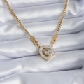 BFS 316L Çelik Gold Renk Zirkon Taşlı Kalp Model Sonsuzluk Detay Kadın Kolye