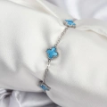 BFS 316L Çelik Gümüş Renk Buz Mavisi Baby Boy Yonca Kadın Bileklik