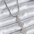 BFS 316L Çelik Gümüş Renk İtalyan Zincir Zirkon Taşı Yonca Model Kadın Kolye