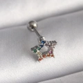 BFS 316L Çelik Gümüş Renk Renkli Zirkon Taşlı Yıldız Model Tragus Piercing