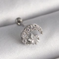 BFS 316L Çelik Gümüş Renk Zirkon Taşlı Ay Yıldız Tragus Piercing