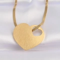 BFS 316L Çelik İtalyan Zincir Altın Renk Düz Plaka Kalp Kolye