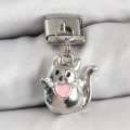 BFS 316L Çelik Sallantılı Kalp Detaylı Kedi Model Gümüş Renk Nomination Charm