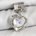 BFS 316L Çelik Sallantılı Zirkon Taşlı Kalp Model Gümüş Renk Nomination Charm