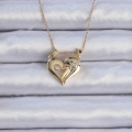 BFS 316L Çelik Zincir Altın Renk Zirkon Taşlı Mıknatıslı Kalp Kolye
