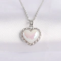 BFS 316L Çelik Zincir Gümüş Renk Beyaz Taşlı Bombeli Kalp Kolye