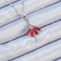 BFS 316L Çelik Zincir Gümüş Renk Kırmızı Etekli Zirkon Taşlı Balerin Kolye