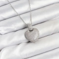 BFS 316L Çelik Zincir Gümüş Renk Zirkon Taşlı Kalpli Kadın Kolye