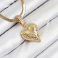 BFS 316L Çelik Zirkon Taşlı Kalp Model Gold Renk Kadın Kolye