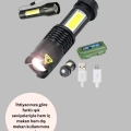 BFS 4 Modlu USB Şarjlı LED El Feneri Kamp ve Outdoor