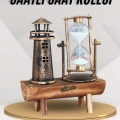 BFS Deniz Feneri Kum Saati Ahşap Görünümlü Vintage Tarz Biblo