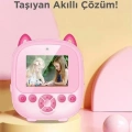 BFS Dijital Video Fotoğraf App Destekli Çocuk Kamerası Termal Resim Kağıt Baskılı Yazıcı Pembe