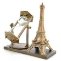 BFS Eyfel Kulesi Tasarımlı Kum Saati Kristalleştirilmiş Kum Saati Dekoratif Ahşap Görünümlü