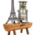 BFS Eyfel Kulesi Tasarımlı Kum Saati Kristalleştirilmiş Kum Saati Dekoratif Ahşap Görünümlü