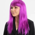 BFS     Fuşya Renk Düz Kesim Uzun Parti Peruğu
