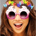 BFS     Happy Birthday Yazılı Pembe Fuşya Renk Parti Gözlüğü 12x7 cm