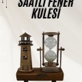 BFS Hediyelik Eşya Retro Ahşap Deniz Feneri Kum Saati Biblo