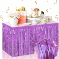 BFS  Kendinden Yapışkanlı Mor Metalize Püsküllü Masa Eteği – 75 x 275 cm Parti Süslemesi