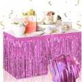 BFS Kendinden Yapışkanlı Pembe Metalize Püsküllü Masa Eteği – 75 X 275 Cm Parti Süslemesi
