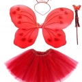 BFS Kırmızı Kelebek Kostümü - Kırmızı Kelebek Kostüm Aksesuar Seti 4 Parça
