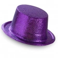 BFS   Koyu Mor Renk Violet Parıltılı Simli Fötr Silindir Parti Şapkası