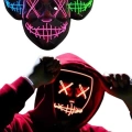 BFS Led Işıklı Neon Maske Cadılar Bayramı Maskesi Korkunç Korku Maskesi