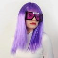 BFS   Lila Renk Uzun Düz Parti Peruğu