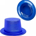 BFS   Mavi Renk Parıltılı Simli Fötr Silindir Parti Şapkası