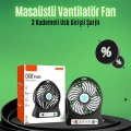 BFS Mini USB Fan – Şarj Edilebilir, Işıklı, 3 Kademe, Taşınabilir Masaüstü Vantilatör