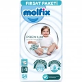 BFS   Molfix Premium Bebek Bezi Fırsat Paketi 4 Beden 7-14 Kg 54 Adet