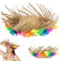 BFS   Naturel Renk Püsküllü Örme Hasır Hawaii Luau Aloha Şapka 13x36 cm