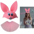 BFS Nessiworld  Tavşan Kostümü Pembe - 23 Nisan Tavşan Şapka ve Tütü Etek Seti 2 Parça