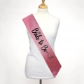 BFS   Pembe Üzeri Siyah İtalik Alyanslı Bride To Be Yazılı Simli Işıltılı Kuşak Kemer 10x80 cm