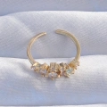 BFS Pirinç Gold Renk Zirkon Taşlı Damla Detay Ayarlanabilir Yüzük
