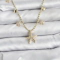 BFS Pirinç Gold Renk Zirkon Taşlı Deniz Yıldızı Model Kadın Kolye