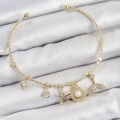 BFS Pirinç Zirkon Taşlı İstiridye Ve Deniz Yıldızı Model Gold Renk Charm Bileklik