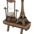 BFS Retro Eyfel Kulesi Ve Kum Saati Dekoratif Ahşap Görünümlü Masa Biblosu