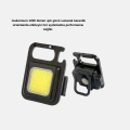BFS Şarjlı COB LED Anahtarlık Fener – 4 Modlu, Manyetik ve Katlanabilir Standlı