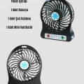 BFS Şarjlı USB Fan – Masaüstü Mini Vantilatör, Taşınabilir, Işıklı, 3 Kademeli, Sessiz