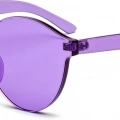 BFS  Sert Mika Oval Şekilli Çerçevesiz Mor Gözlük Retro Parti 5x14 cm