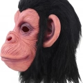 BFS   Siyah Saçlı Kafaya Tam Geçmeli Lateks Şempanze Maskesi - Lateks Maymun Orangutan Goril Maske Et Maske