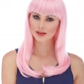 BFS   Soft Pembe Renk Uzun Düz Parti Peruğu