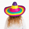 BFS   Sombrero Meksika Şapkası Renkli Örme Hasır Çocuk Boy