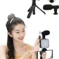 BFS Tripod Telefon Tutucu Kumandalı Mikrofon Led Işık Vlog Video Kayıt