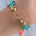 BFS Turkuaz Renk Kar Tanesi Figür Zincir Detay İpli Çoklu Bileklik