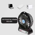 BFS USB Girişli Taşınabilir Masaüstü Mini Fan – 3 Kademeli Hız, Şarjlı, Işıklı, Sessiz Çalışma