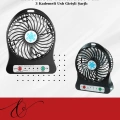 BFS USB Girişli Taşınabilir Masaüstü Mini Fan – 3 Kademeli Hız, Şarjlı, Işıklı, Sessiz Çalışma
