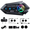BFS Y12  Motor Kask Kulaklık Rgb Modlu Radyolu Motosiklet Kulaklık 5.3 Bluetooth Intercom