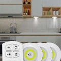 BFS Yapışkanlı 3lü Spot Led Işık Lamba Montajsız Pilli Uzaktan Kumandalı
