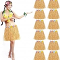 BFS   Yetişkin ve Çocuk Uyumlu Saman Renk Hawaii Luau Hula Etek 40 cm 12 Adet